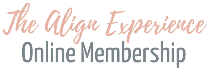 pink and grey text reads The Align Experience Online Membership